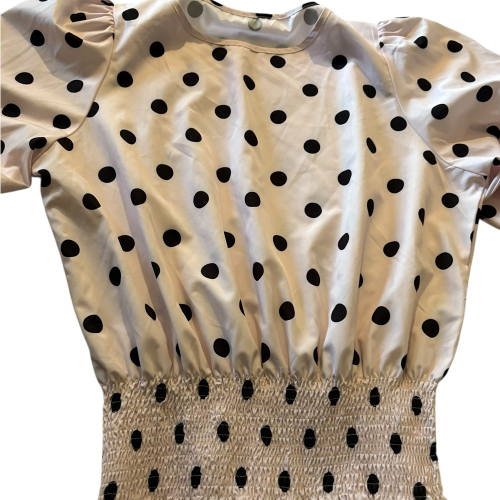 Elegant Pink Polka Dot Blouse XL